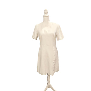 Eliza J Scalloped Hem Short Sleeve White Mini Dress, Size 6 NWT