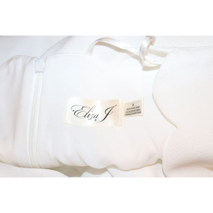 Eliza J Scalloped Hem Short Sleeve White Mini Dress, Size 6 NWT