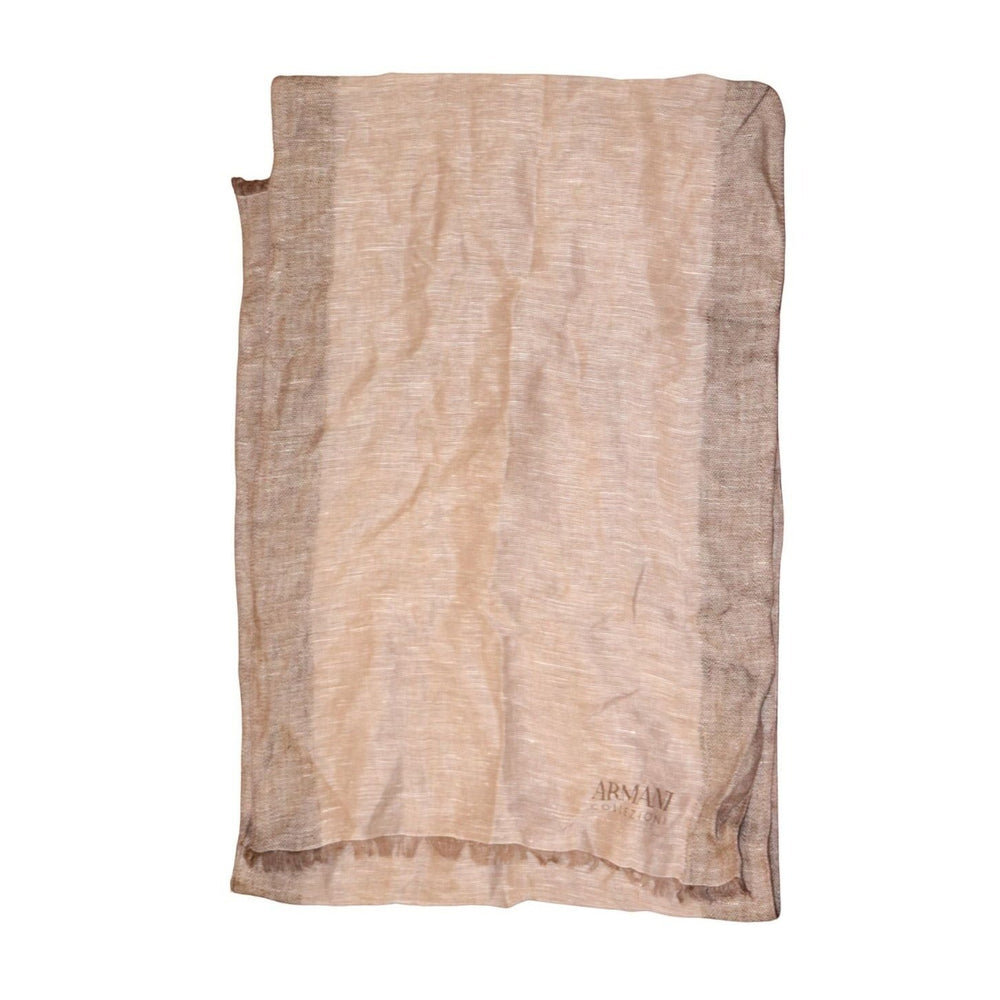 Front view: Armani Collezioni Brown Linen & Cotton Blend Scarf NWT