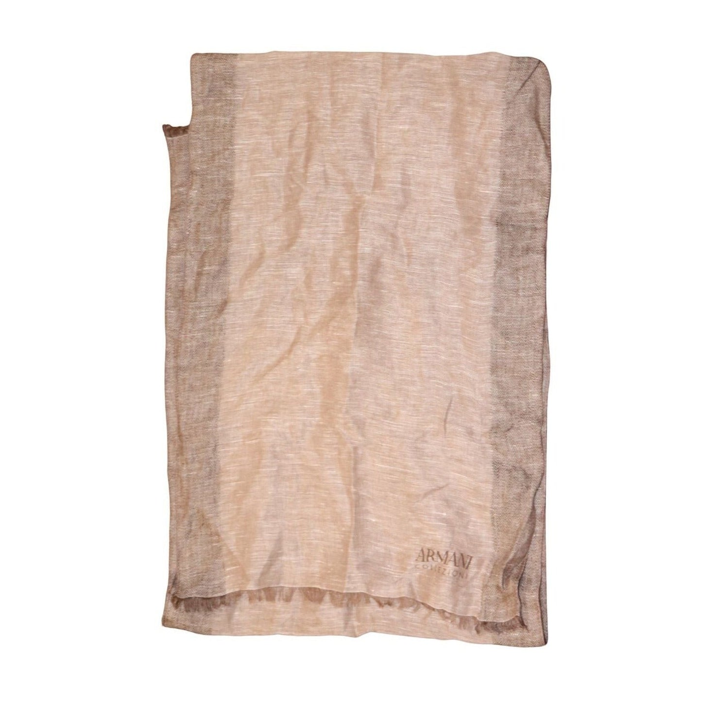 Taylored Finds Indiana: Armani Collezioni brown linen and cotton blend scarf with fringe ends and subtle texture. New with tags.
