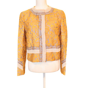 Prada Brocade Floral Jacket Gold & Lilac Womens Size 42/US 6 NWT