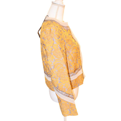 Prada Brocade Floral Jacket Gold & Lilac Womens Size 42/US 6 NWT