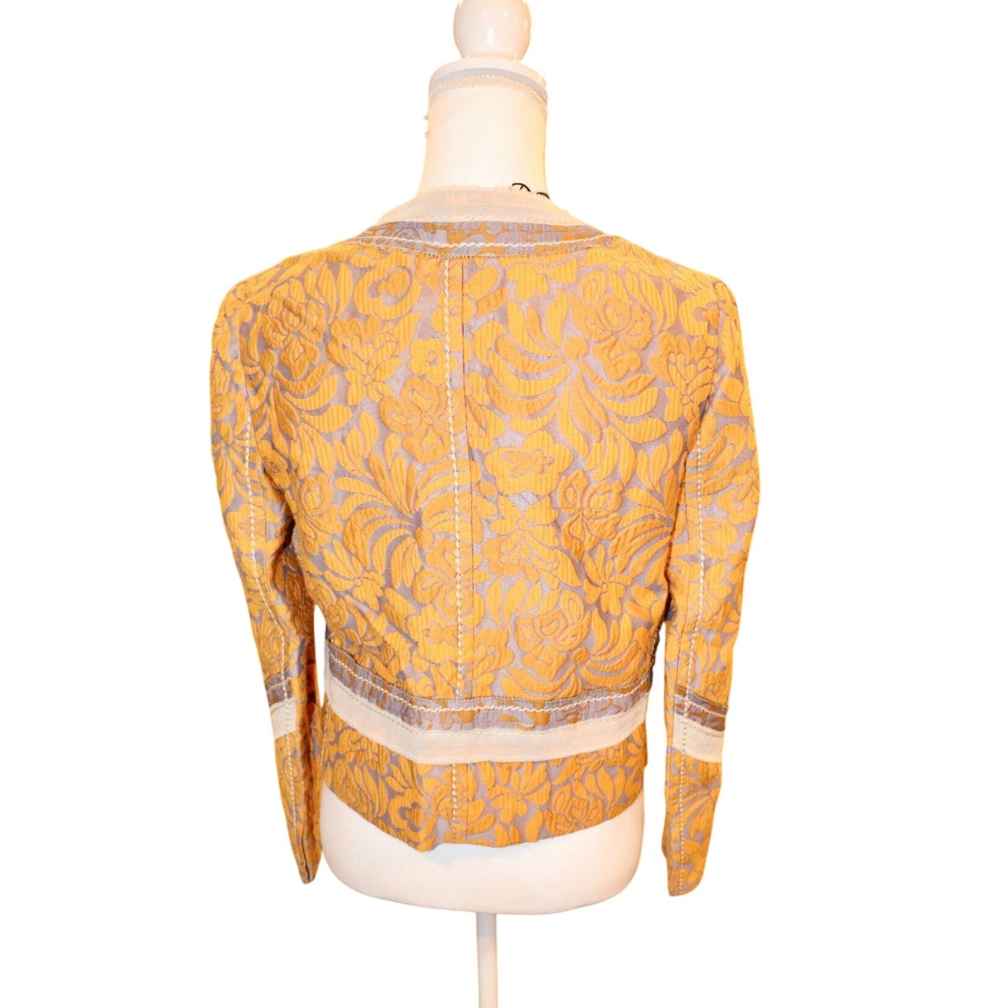 Prada Brocade Floral Jacket Gold & Lilac Womens Size 42/US 6 NWT