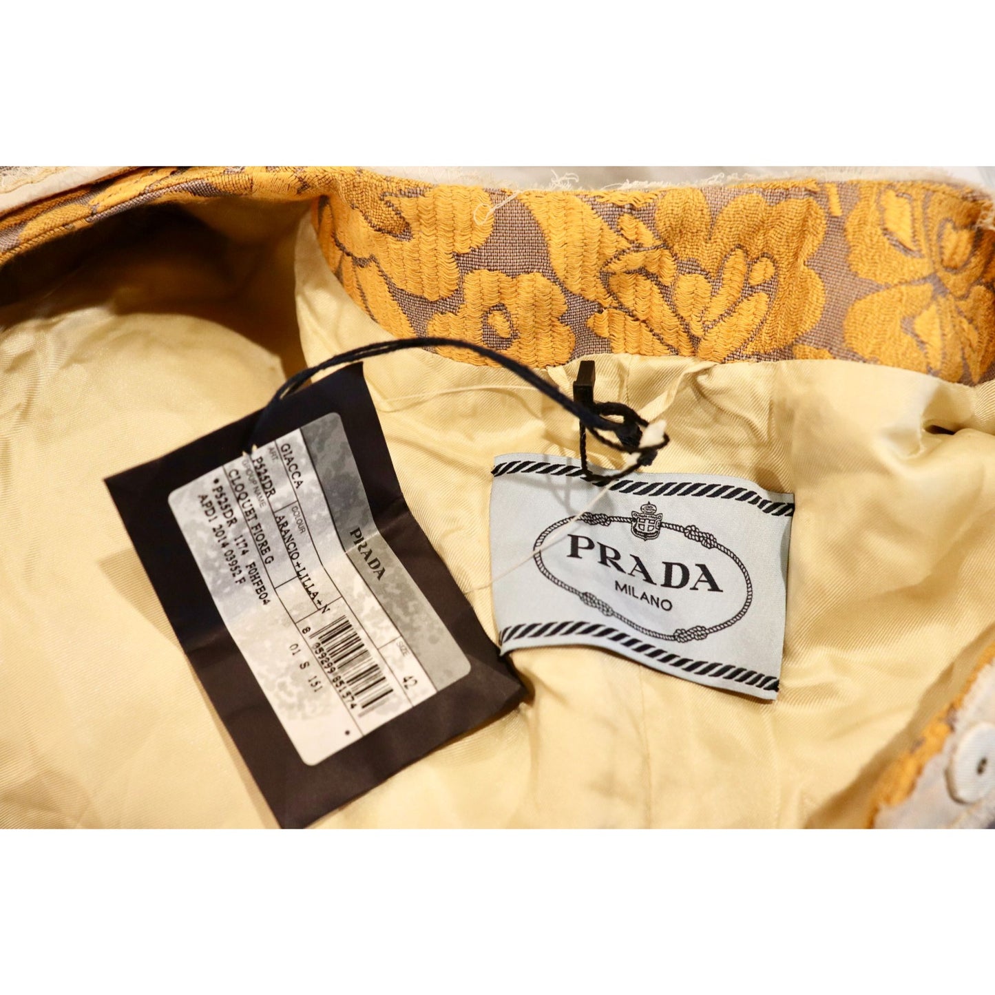 Prada Brocade Floral Jacket Gold & Lilac Womens Size 42/US 6 NWT