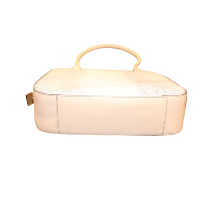 Ferragamo Beige Leather Tote Bag With Embossed Lizard Texture & Dual Handles