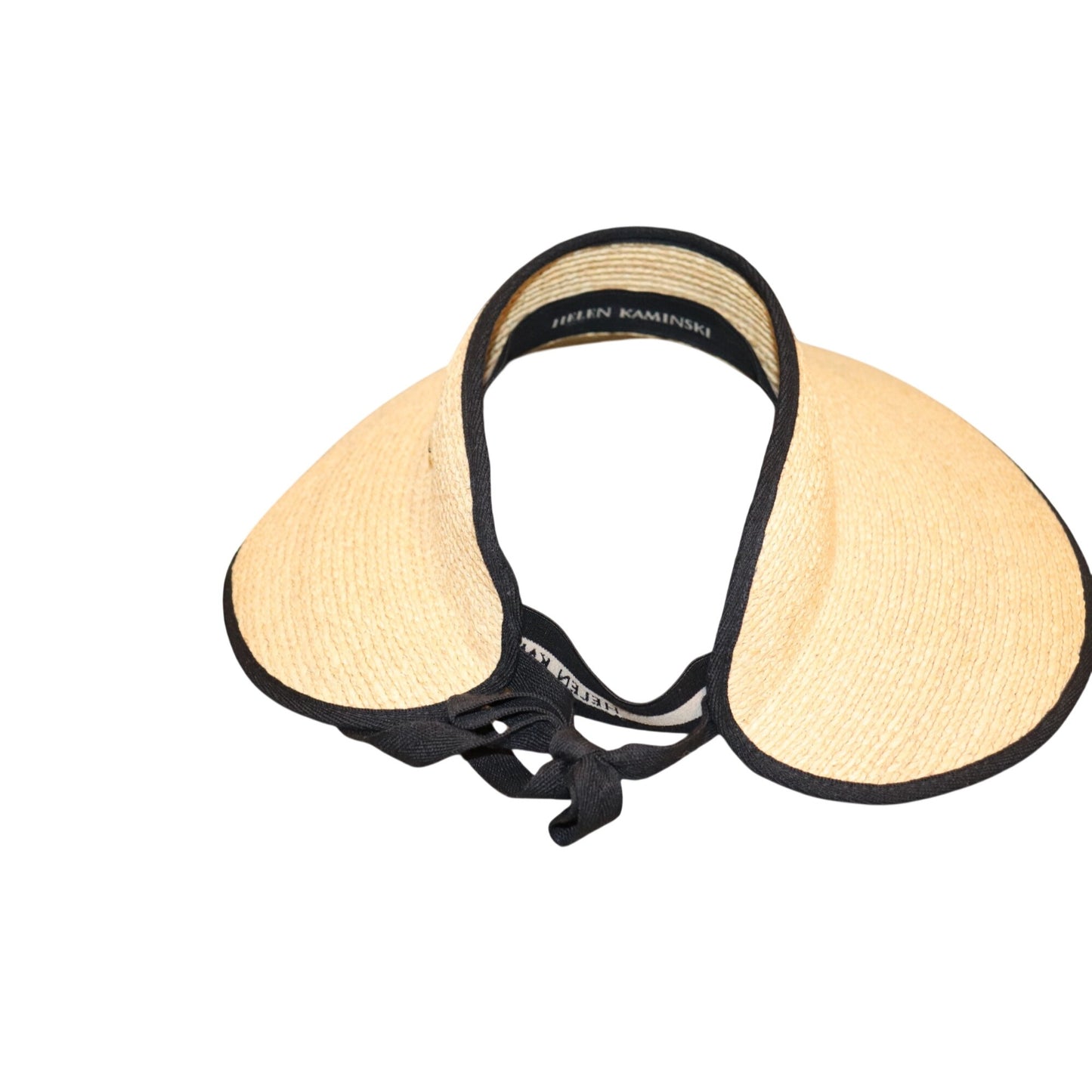 Helen Kaminski Mita Packable Raffia Visor in natural and midnight black