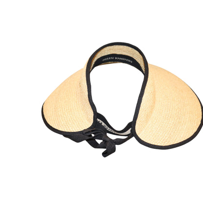 Helen Kaminski Mita Packable Raffia Visor in natural and midnight black