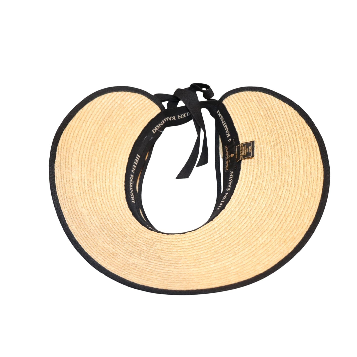 Helen Kaminski Mita Packable Raffia Visor in natural and midnight black