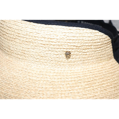 Helen Kaminski Mita Packable Raffia Visor in natural and midnight black