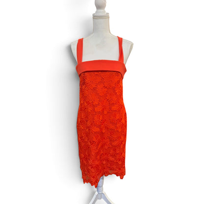 Banana Republic Limited Edition Orange Floral Lace Sleeveless Dress, size 6