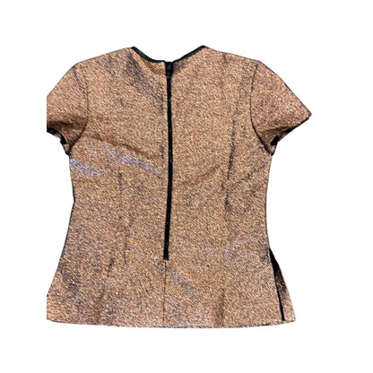 Louis Vuitton Pink Metallic Wool Blend Short Sleeve Top, Size 38/US 6