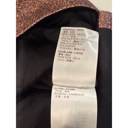 Louis Vuitton Pink Metallic Wool Blend Short Sleeve Top, Size 38/US 6