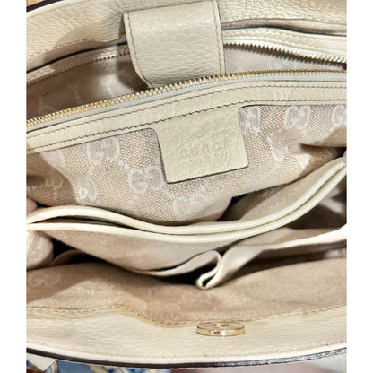 Gucci White Leather Diana Bamboo Top Handle Tote Bag