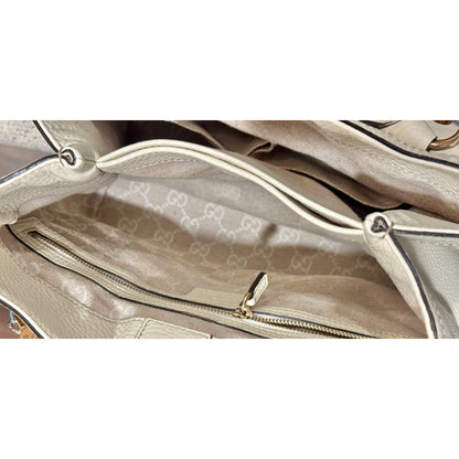Gucci White Leather Diana Bamboo Top Handle Tote Bag