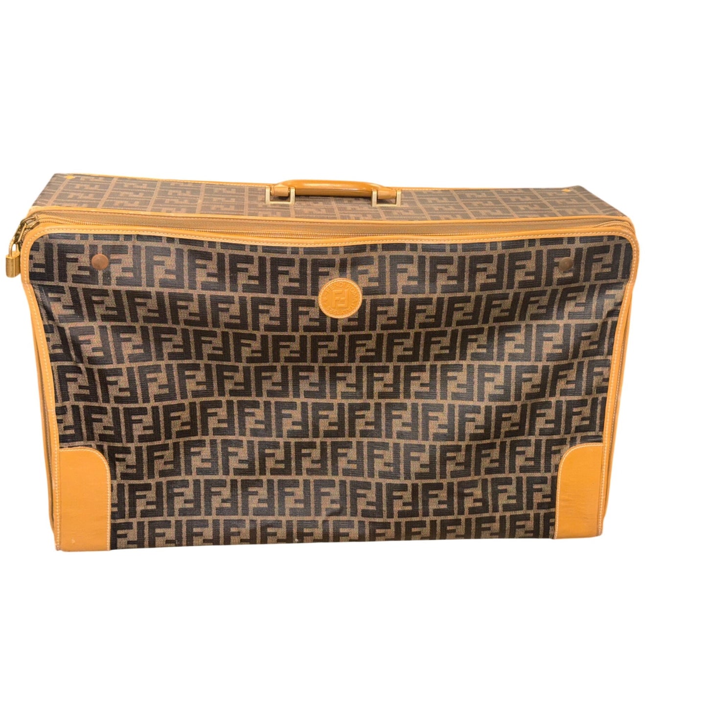 Fendi Monogrammed Canvas & Leather Vintage Travel Bag with COA