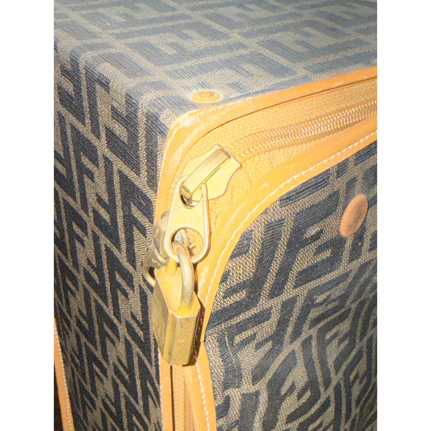 Fendi Monogrammed Canvas & Leather Vintage Travel Bag with COA