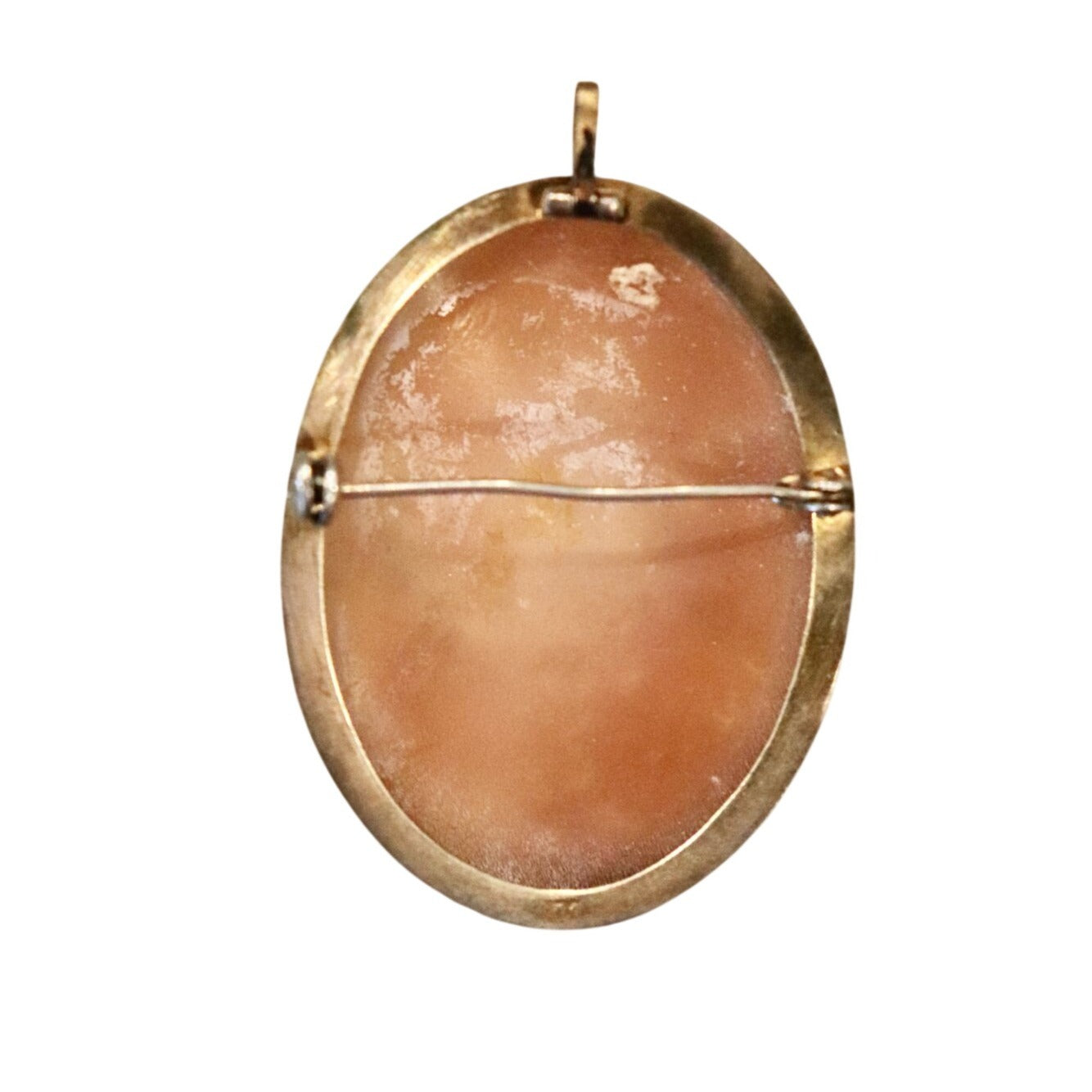 Vintage Hand-Carved Shell Cameo Pendant/Brooch With Gold-Tone Frame