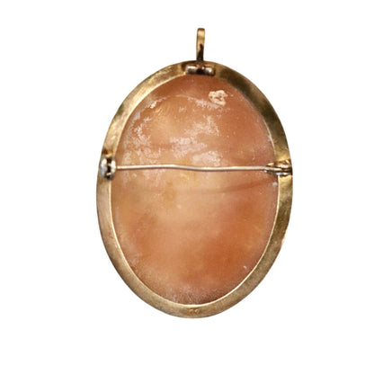 Vintage Hand-Carved Shell Cameo Pendant/Brooch With Gold-Tone Frame
