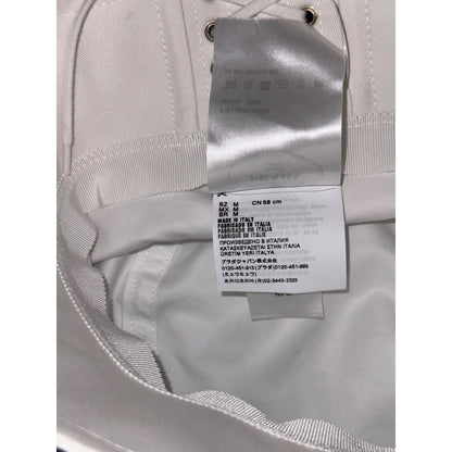Prada Nylon Bucket Hat With Lace-Up Back & Black Floral Anchor Print Size M White/Black
