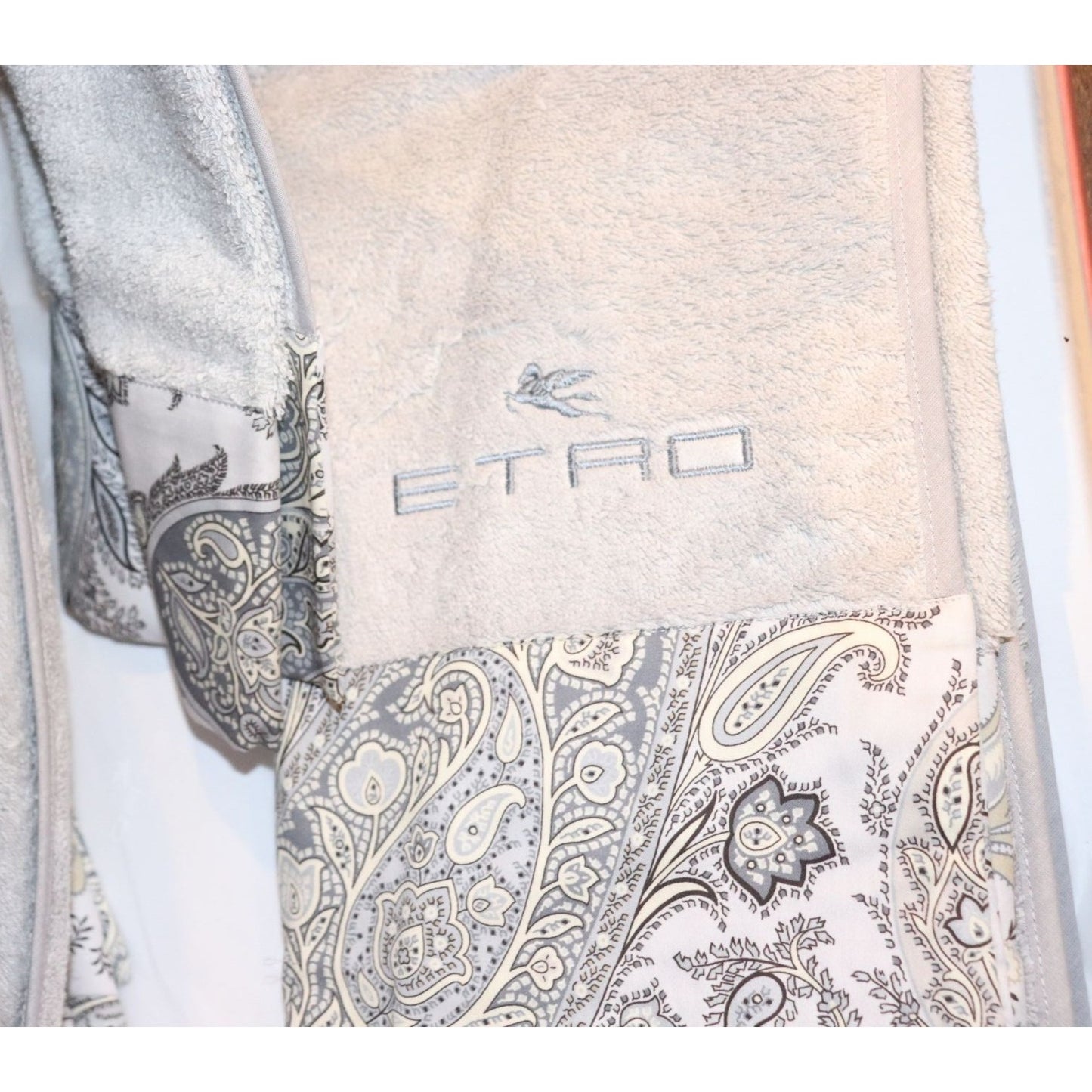 Etro Gray Paisley Border Towel Set In Gift Box - 5 Pieces NWT