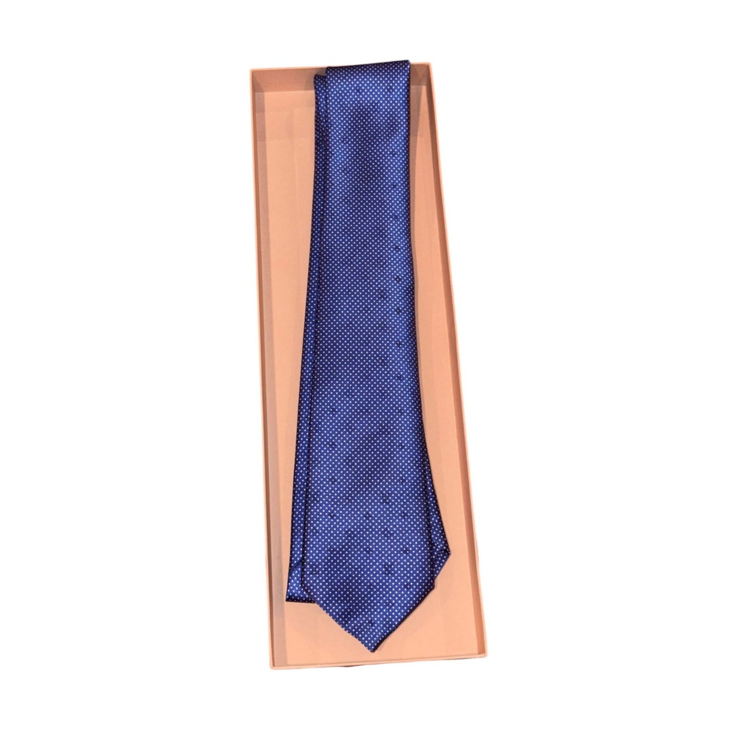 Louis Vuitton Blue Polka Dot Silk Tie In Box