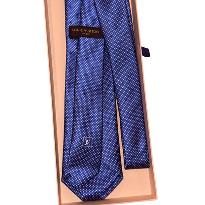 Louis Vuitton Blue Polka Dot Silk Tie In Box