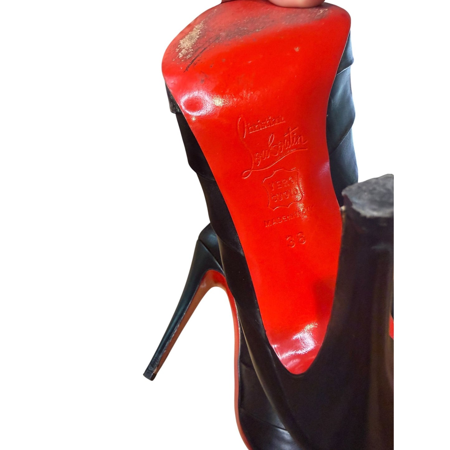 Christian Louboutin Orniron 100 Leather Ankle Bootie Heels Size 38