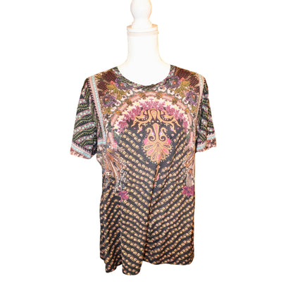 Etro 44 Womens Multicolor Short Sleeve Printed Top, fits L
