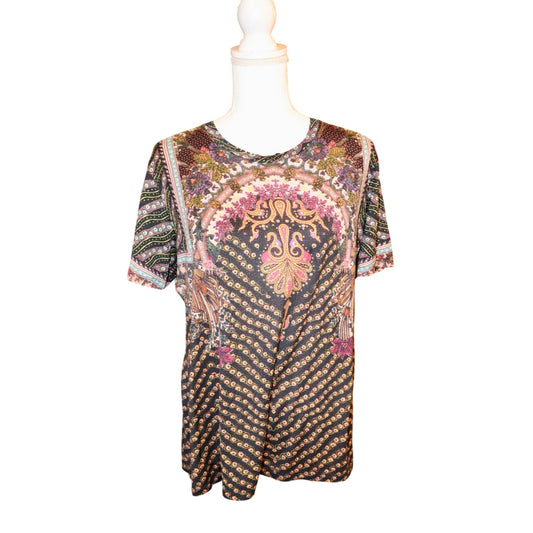 Etro 44 Womens Multicolor Short Sleeve Printed Top, fits L