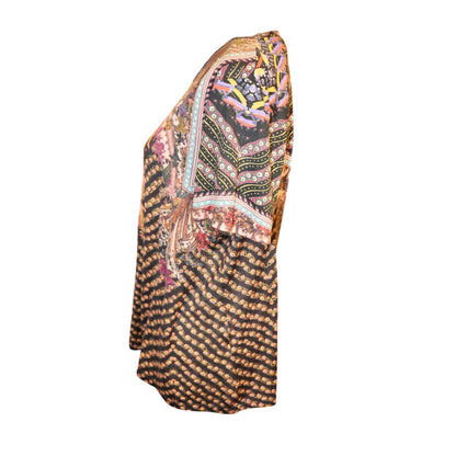 Etro 44 Womens Multicolor Short Sleeve Printed Top, fits L