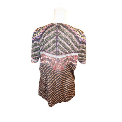 Etro 44 Womens Multicolor Short Sleeve Printed Top, fits L