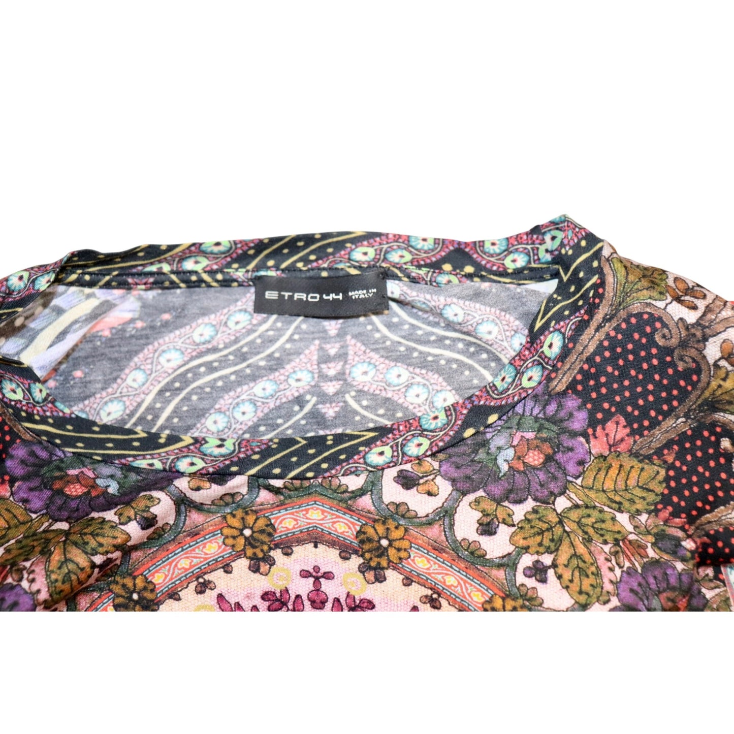 Etro 44 Womens Multicolor Short Sleeve Printed Top, fits L
