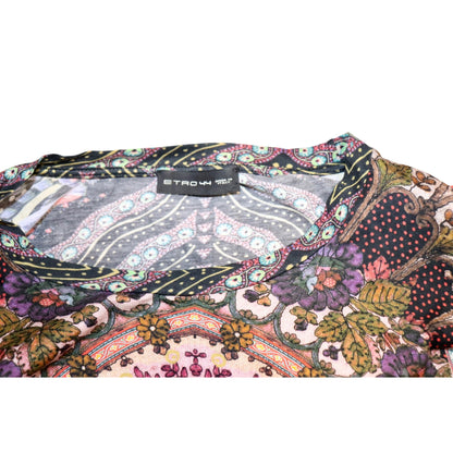 Etro 44 Womens Multicolor Short Sleeve Printed Top, fits L