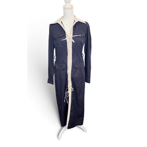 Dries Van Noten Navy & White Cotton Shirt Dress, Size 36/Small