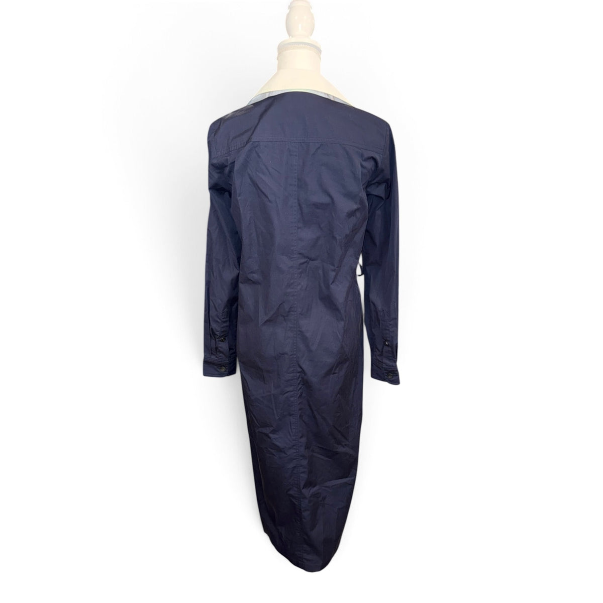 Dries Van Noten Navy & White Cotton Shirt Dress, Size 36/Small