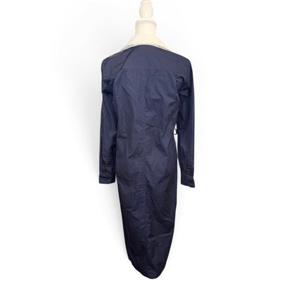 Dries Van Noten Navy & White Cotton Shirt Dress, Size 36/Small