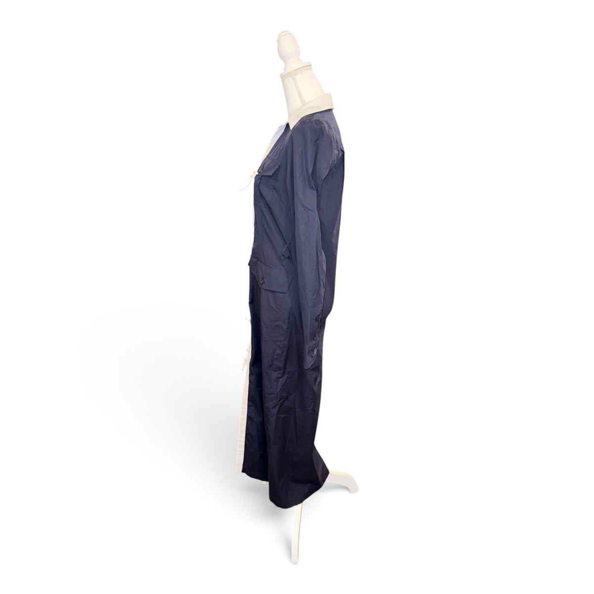 Dries Van Noten Navy & White Cotton Shirt Dress, Size 36/Small
