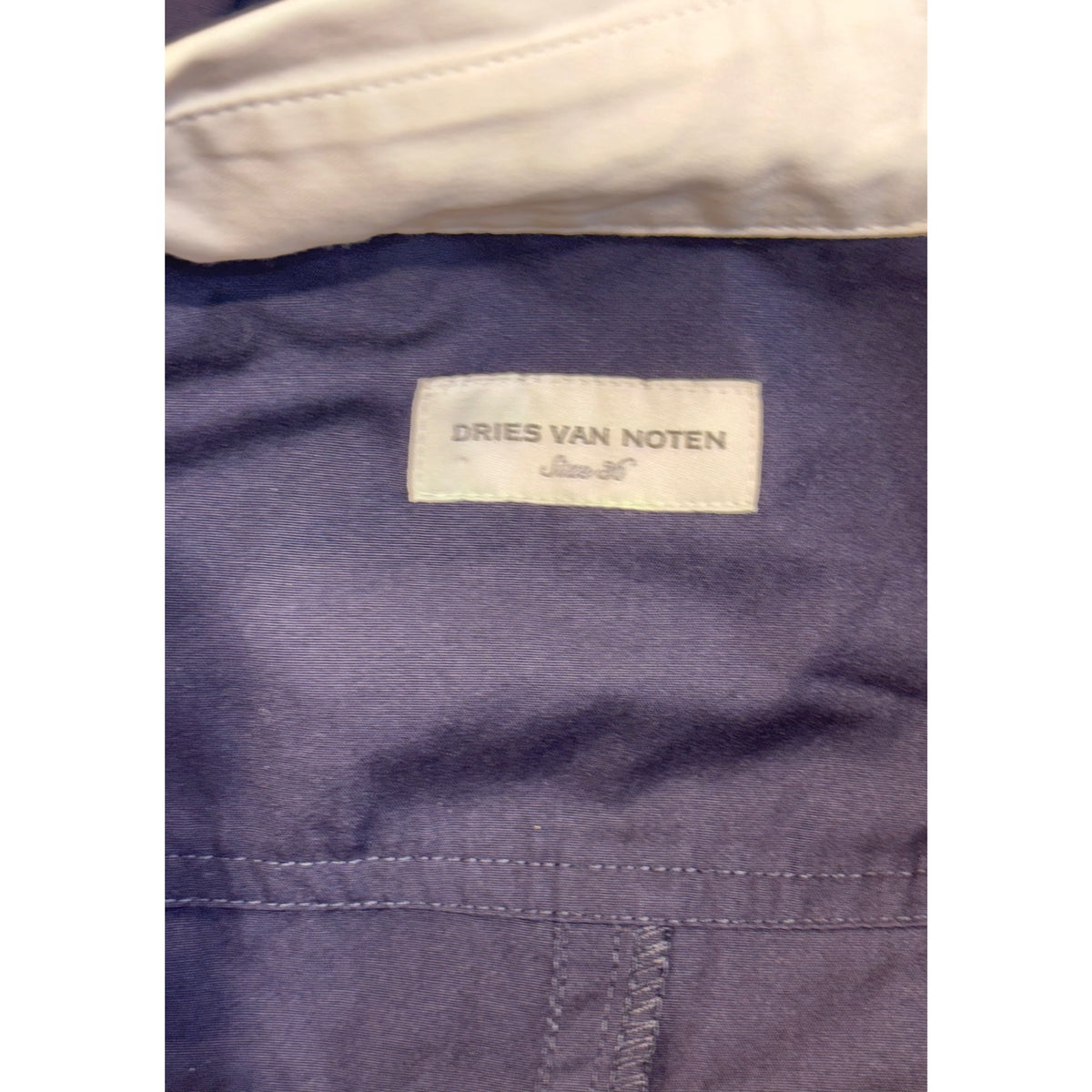 Dries Van Noten Navy & White Cotton Shirt Dress, Size 36/Small