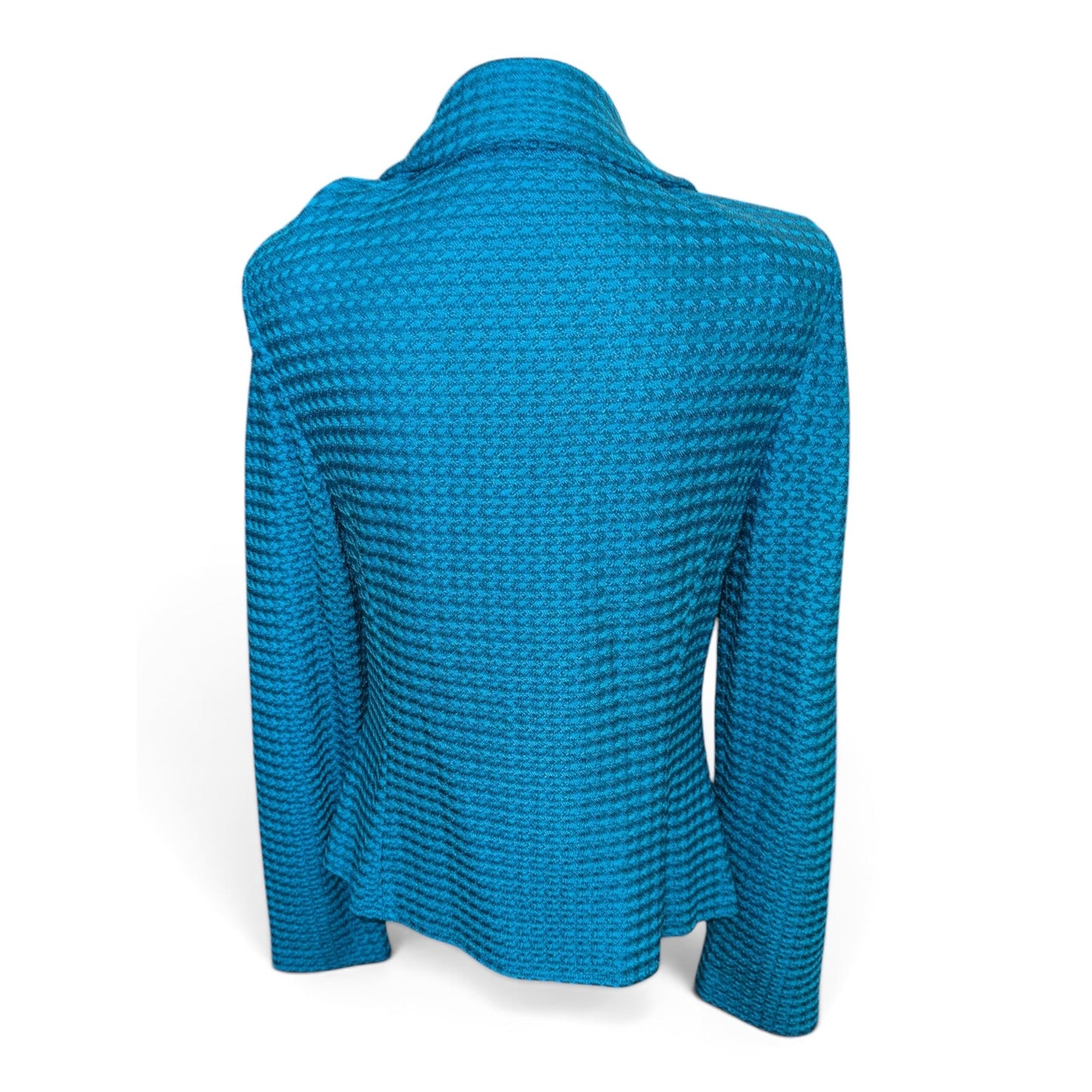 St. John Blue Textured Knit Jacket With Embellished Buttons Size 10 Made In USA