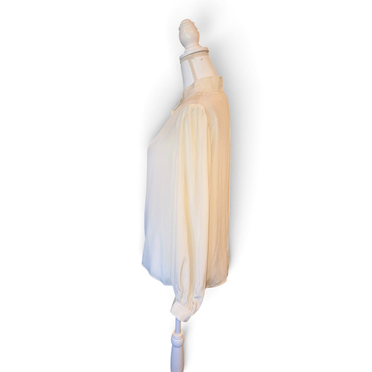 Marc Jacobs Runway White Silk Button-Front Blouse Size 10 With Mandarin Collar