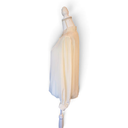 Marc Jacobs Runway White Silk Button-Front Blouse Size 10 With Mandarin Collar