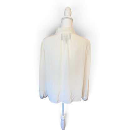 Marc Jacobs Runway White Silk Button-Front Blouse Size 10 With Mandarin Collar