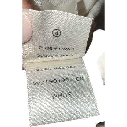 Marc Jacobs Runway White Silk Button-Front Blouse Size 10 With Mandarin Collar