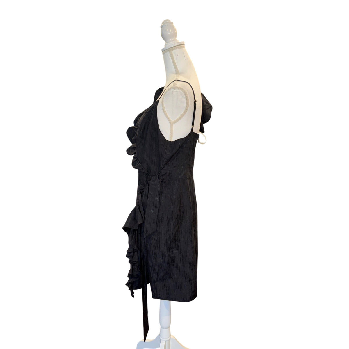 Lilly Pulitzer Black One-Shoulder Ruffle Wrap Dress Size 12 NWT