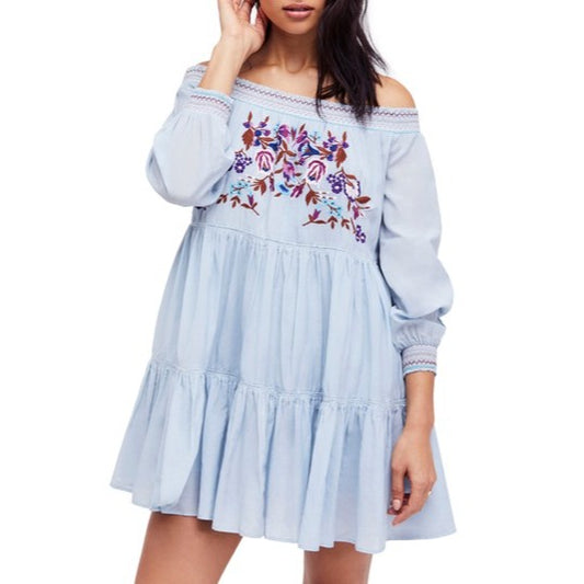 FREE PEOPLE Sunbeams Embroidered Mini Dress, Small NWT