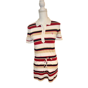 Dolce & Gabbana Womens Striped Polo Dress Size S Red Beige Navy Cotton