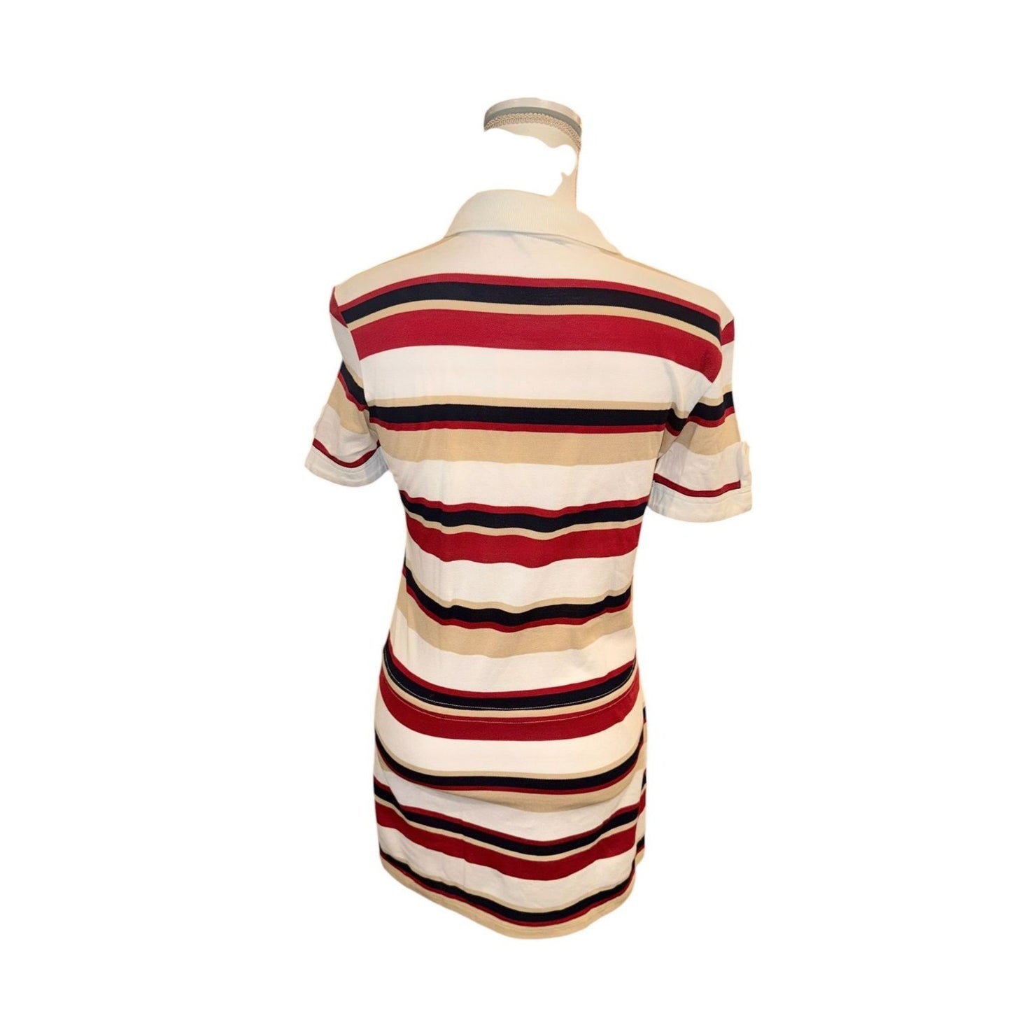 Dolce & Gabbana Womens Striped Polo Dress Size S Red Beige Navy Cotton