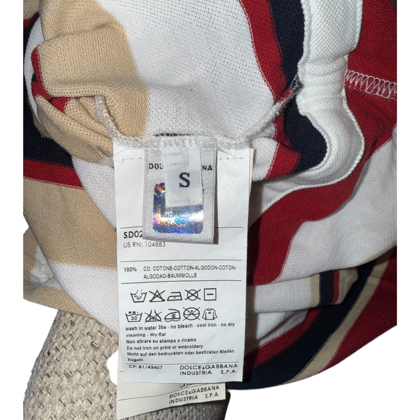 Dolce & Gabbana Womens Striped Polo Dress Size S Red Beige Navy Cotton