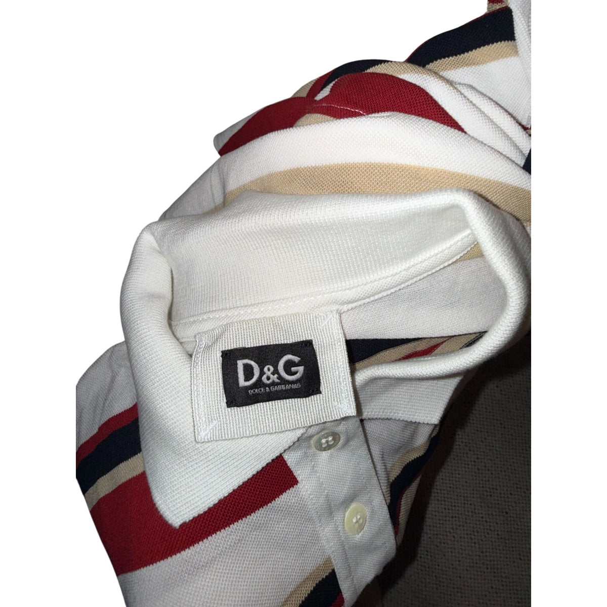 Dolce & Gabbana Womens Striped Polo Dress Size S Red Beige Navy Cotton