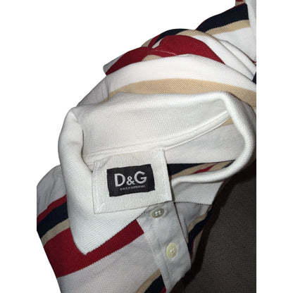 Dolce & Gabbana Womens Striped Polo Dress Size S Red Beige Navy Cotton
